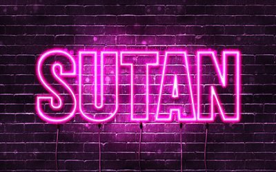 Joyeux anniversaire Sutan, 4k, n&#233;ons roses, nom de Sutan, cr&#233;atif, joyeux anniversaire de Sutan, anniversaire de Sutan, noms f&#233;minins japonais populaires, photo avec le nom de Sutan, Sutan