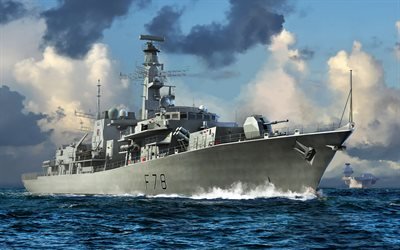 HMS Kent, F78, Royal Navy, fr&#233;gate britannique, fr&#233;gate de type 23, navires de guerre, dessins de navires de guerre