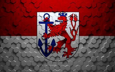 Flag of Dusseldorf, honeycomb art, Dusseldorf hexagons flag, Dusseldorf, 3d hexagons art, Dusseldorf flag