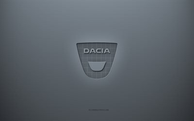 Logo Dacia, sfondo creativo grigio, emblema Dacia, trama di carta grigia, Dacia, sfondo grigio, logo Dacia 3d