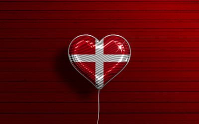 I Love Como, 4k, palloncini realistici, sfondo di legno rosso, Giorno di Como, citt&#224; italiane, bandiera di Como, Italia, palloncino con bandiera, Como