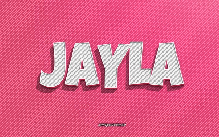 Jayla, pink lines background, wallpapers with names, Jayla name, female names, Jayla greeting card, line art, picture with Jayla name