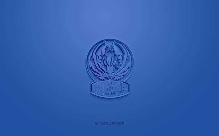 Coventry Blaze, creative 3D logo, blue background, Elite Ice Hockey League, British Hockey Club, Coventry, United Kingdom, British Elite League, Hockey, Coventry Blaze 3d logo