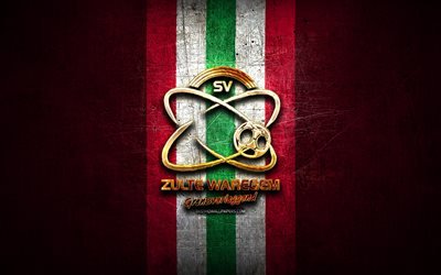 Zulte Waregem FC, golden logo, Jupiler Pro League, purple metal background, football, belgian football club, Zulte Waregem logo, soccer, SV Zulte Waregem
