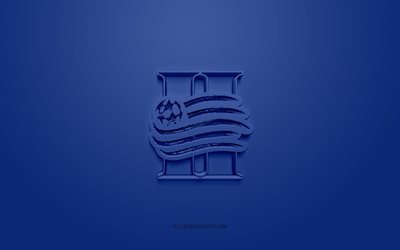 New England II, kreativ 3D-logotyp, bl&#229; bakgrund, amerikanskt fotbollslag, USL League One, Greater Boston, USA, 3d-konst, fotboll, New England II 3d-logotyp