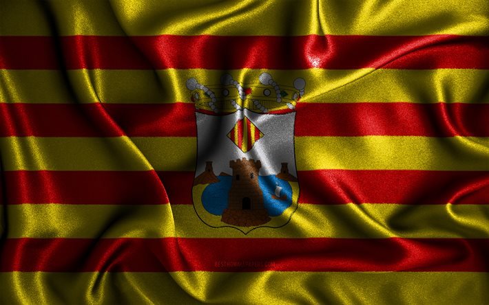 Bandiera di Benidorm, 4k, bandiere ondulate di seta, citt&#224; spagnole, Giorno di Benidorm, bandiere in tessuto, arte 3D, Benidorm, citt&#224; della Spagna, bandiera 3D di Benidorm