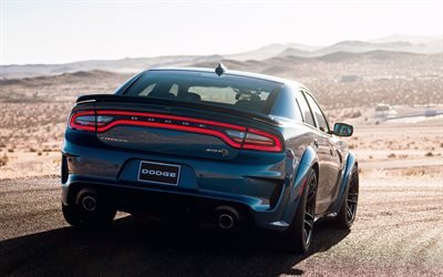 2021, Dodge Charger SRT Hellcat, rear view, exterior, new blue Charger SRT, American cars, Dodge