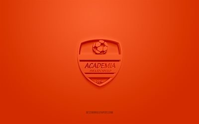 Academia Puerto Cabello, luova 3D-logo, oranssi tausta, Venezuelan jalkapallojoukkue, Venezuelan Primera Division, Puerto Cabello, Venezuela, 3d-taide, jalkapallo, Academia Puerto Cabello 3d-logo