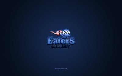 イーターズリンバーグ, オランダのホッケークラブ, 青いロゴ, 青い炭素繊維の背景, BeNeリーグ, ホッケー, ヘレーン, オランダ, EatersLimburgのロゴ