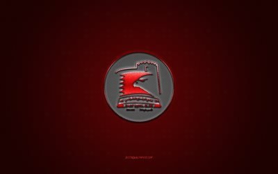 east riffa club, bahrain football club, bahrain premier league, rotes logo, roter kohlefaserhintergrund, fu&#223;ball, riffa, bahrain, east riffa club logo