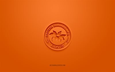 Eastern Suburbs AFC, logo 3D creativo, sfondo arancione, Campionato di Calcio della Nuova Zelanda, emblema 3d, NZFC, New Zealand Football Club, Auckland, calcio, Eastern Suburbs AFC logo 3d
