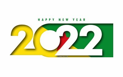 Felice Anno Nuovo 2022 Guiana Francese, sfondo bianco, Guiana Francese 2022, Guiana Francese 2022 Anno Nuovo, 2022 concetti, Guiana Francese, Bandiera della Guiana Francese