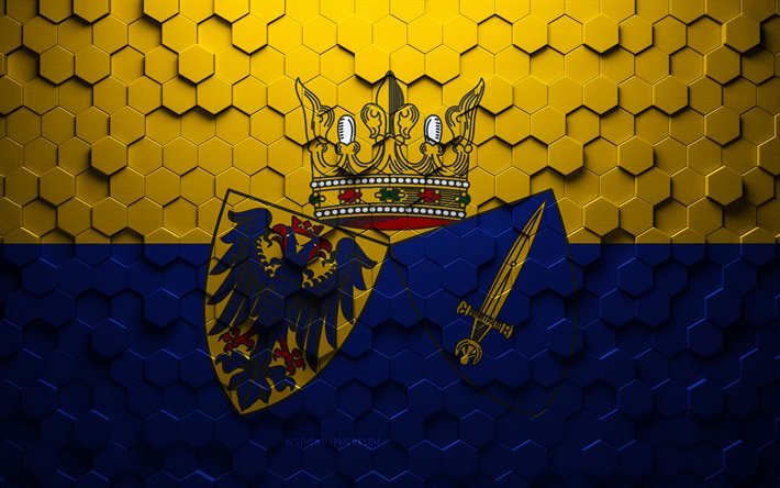Bandeira de Essen, arte do favo de mel, bandeira dos hex&#225;gonos de Essen, Essen, arte dos hex&#225;gonos 3D, bandeira de Essen
