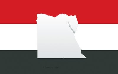 Egyptin kartta siluetti, Egyptin lippu, siluetti lipussa, Egypti, 3d Egyptin kartta siluetti, Egyptin 3d kartta