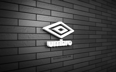 Logo Umbro 3D, 4K, muro di mattoni grigio, creativo, marchi, logo Umbro, arte 3D, Umbro