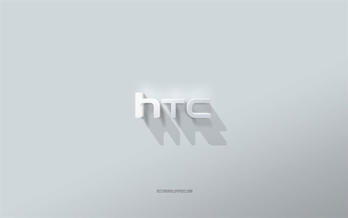 htc-logo, wei&#223;er hintergrund, htc 3d-logo, 3d-kunst, htc, 3d-htc-emblem