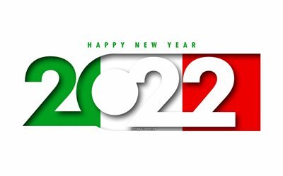 Happy New Year 2022 Italy, white background, Italy 2022, Italy 2022 New Year, 2022 concepts, Italy, Flag of Italy
