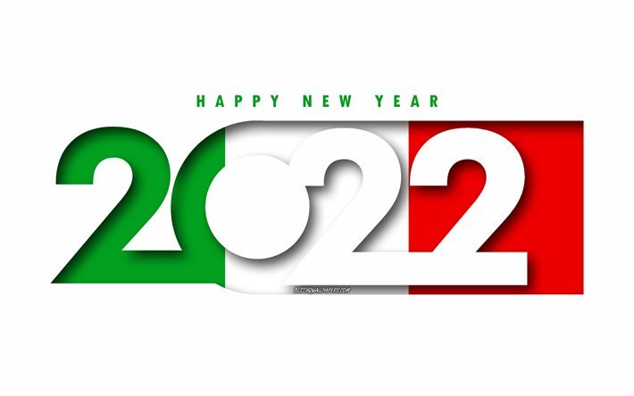 明けましておめでとうございます2022年イタリア, 白背景, イタリア2022, イタリア2022年正月, 2022年のコンセプト, イタリア, イタリアの旗