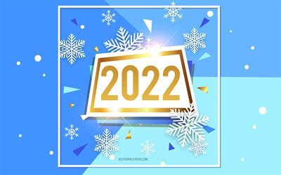 2022 New Year, Blue winter background, 2022 winter background, Happy New Year 2022, winter art, 2022 concepts, 2022 greeting card