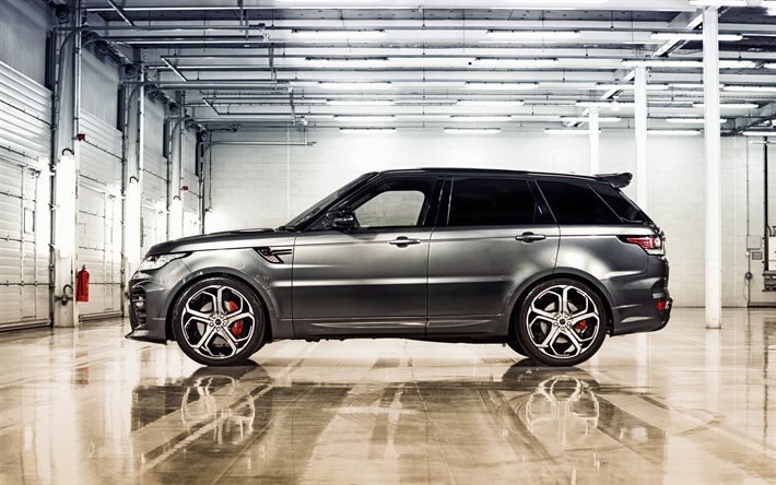 Download wallpapers Range Rover sport silver tuning Range Rover SUV 