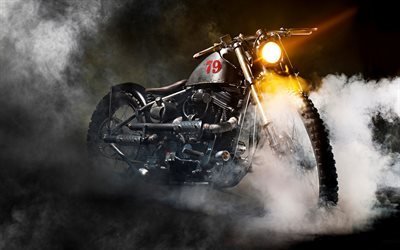 Boneshaker 79, chopper, cool motorcycle, smoke