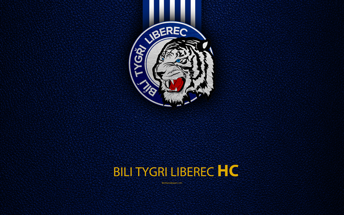 البيلي Tygri ليبيريتس HC, 4k, شعار, جلدية الملمس, التشيكية نادي هوكي, Extraliga, ليبيريتس, جمهورية التشيك, الهوكي