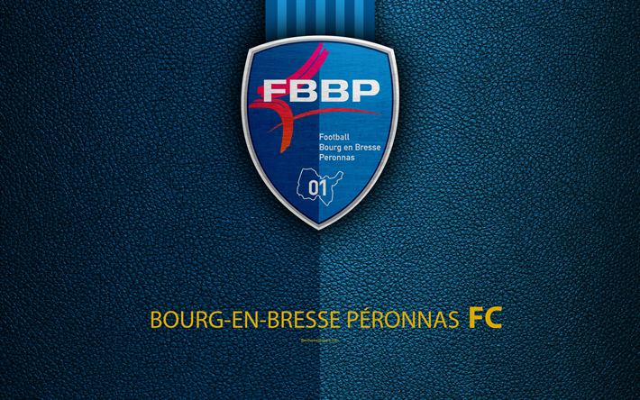 Bourg-en-Bresse Peronnas FC, French football club, 4k, Ligue 2, leather texture, logo, Peronna, France, second division, football