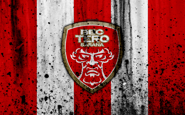 4k, le FC BEC Tero Sasana, grunge, Tha&#239;landais de la Ligue 1, le football, l&#39;art, club de football, la Tha&#239;lande, le BEC Tero Sasana, le logo, la texture de pierre, BEC Tero Sasana FC