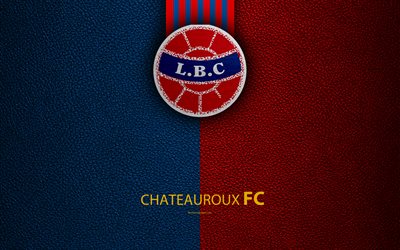 Chateauroux FC, French football club, 4k, Ligue 2, leather texture, logo, Chateauroux, France, second division, football