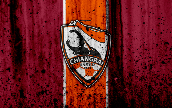 4k, le FC Chiangrai United, grunge, Tha&#239;landais de la Ligue 1, le football, l&#39;art, club de football, de la Tha&#239;lande, de Chiangrai United, le logo, la texture de pierre, Chiangrai United FC