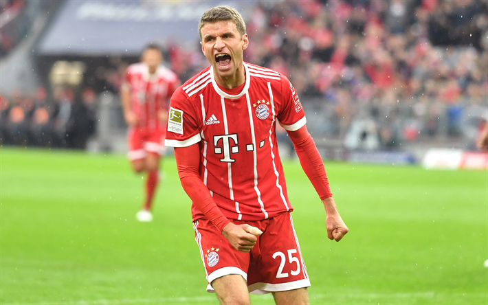 Thomas Muller, 4k, Bayern Munich FC, Germany, German footballer, portrait, football stadium, Bundesliga