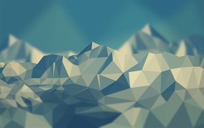 polygon abstraction, mountain landscape, geometric abstraction, mountains