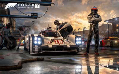 Forza Motorsport 7, 2017, Porsche 919 Hybrid, poster, 4k, new games, driving games, Le Mans, Porsche