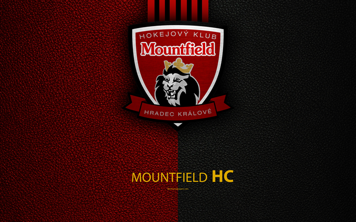 Mountfield HC, 4k, un logo, un cuir &#224; la texture, la r&#233;publique tch&#232;que, le club de hockey, de la Ligue, Hradec Kr&#225;lov&#233;, R&#233;publique tch&#232;que, de hockey