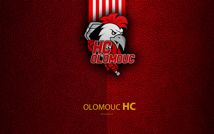 HC Olomouc, 4k, un logo, un cuir &#224; la texture, le tch&#232;que de hockey club, Extraliga, Olomouc, R&#233;publique tch&#232;que, de hockey