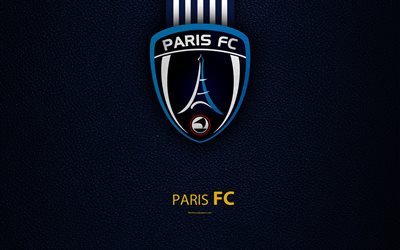 Paris FC, club fran&#231;ais de football, 4k, deuxi&#232;me division de la Ligue 2, le cuir de texture, logo, Paris, France, le football