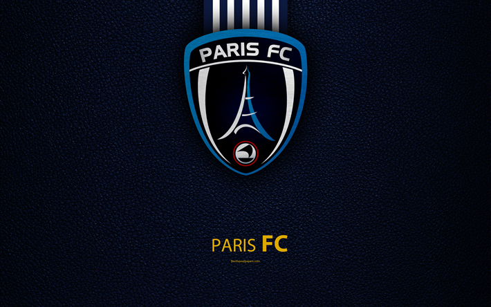 O Paris FC, Clube de futebol franc&#234;s, 4k, segunda divis&#227;o, Ligue 2, textura de couro, logo, Paris, Fran&#231;a, futebol