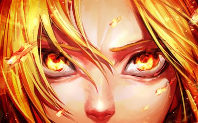 Edward Elric, art, yellow eyes, manga, Full Metal Alchemist