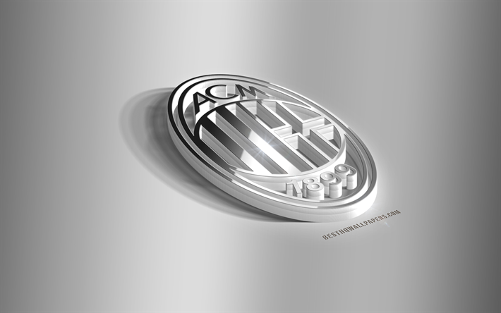 El AC Milan, el 3D de acero logotipo, italiano, club de f&#250;tbol, 3D emblema, Mil&#225;n, Italia, el AC Milan emblema de metal, de la Serie a, f&#250;tbol, creativo, arte 3d, los Rossoneri