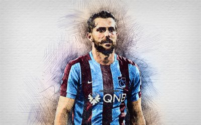 Ugur Demirok, konstverk, Trabzonspor FC, turkiska fotbollsspelare, fotboll, Turkiska Super Lig!, Demirok, ritning Ugur Demirok