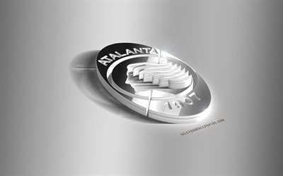 Atalanta BC, 3D a&#231;o logotipo, Italiano de futebol do clube, 3D emblema, Bergamo, It&#225;lia, Atalanta emblema de metal, Serie A, futebol, criativo, arte 3d, Atalanta FC
