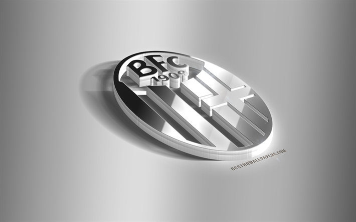 Bologna FC, &#231;elik 3D logo, İtalyan Futbol Kul&#252;b&#252;, 3 BOYUTLU amblem, Bologna, İtalya, Bologna metal amblem, Serie A, futbol, yaratıcı 3d sanat