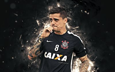 Fagner, siyah &#252;niforma, Brezilyalı futbolcular, Corinthians FC, futbol, Brezilya Serie A, Fagner Conserva Lemos, neon ışıkları, Brezilya