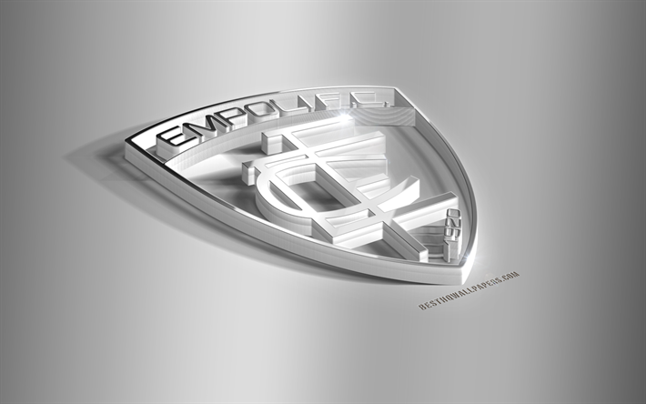 FC Empoli, 3D steel logo, Italian football club, 3D emblem, Empoli, Italy, Empoli metal emblem, Serie A, football, creative 3d art