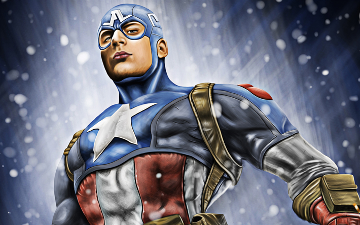 Captain America, art 3D, super-héros, 2018 film, fan art, Avengers Infinity War, illustration, 3D Captain America