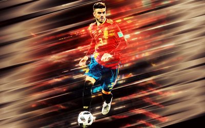 Gerard Pique, Spain national football team, creative art, Spanish football player, defender, football, Spain