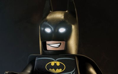 4k, Batman, night, 3D art, The Lego Batman Movie, Batman lego