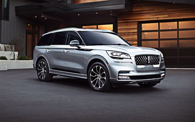 Lincoln Aviator, Grand Touring, 2020, PHEV, luxury SUV, front view, new silver Aviator, american cars, Lincoln