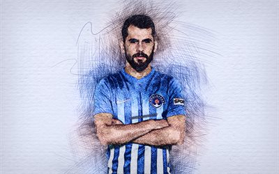 Ilhan Depe, computer drawing, turkish footballers, Kasimpasa FC, midfielder, soccer, Depe, Turkish Super Lig, drawing Ilhan Depe