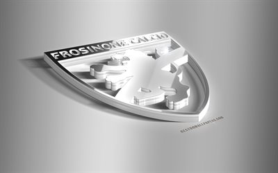 Frosinone Calcio, 3D steel logo, Italian football club, 3D emblem, Frosinone, Italy, Frosinone FC metal emblem, Serie A, football, creative 3d art